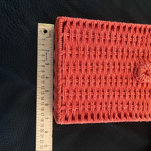 90’s Inspired Orange Crossbody Macramé Rattan Basket Handbag - Picture 4 of 13